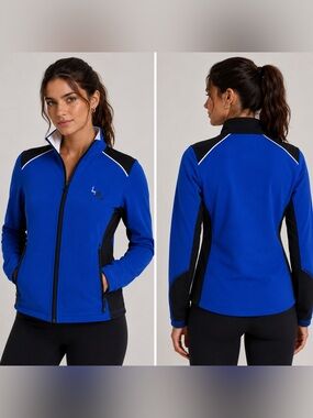 NWOT Lauren Ralph Lauren L-RL Active Blue Full Zip Jacket Size Small